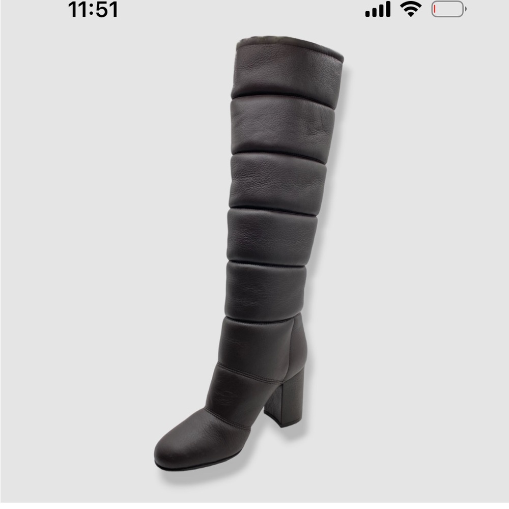 $1795 Gianvito Rossi Women Brown Shearling Knee-High Boot Shoe Sz EU 39/US 9